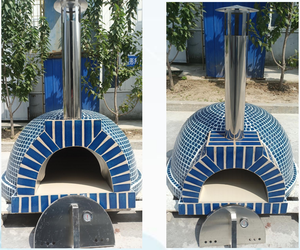 Horno de Pizza para Exteriores de Leña, 2.46 pies de Diámetro Interior, Horno de Cúpula de Mosaico Azul Hecho a Mano para Cocinar en el Patio Trasero - Product Image 2