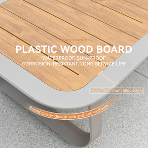 टिकाऊ गार्डन पैटियो डाइनिंग टेबल और चेयर सेट एल्यूमीनियम मिश्र धातु फ्रेम के साथ wc टेबल टॉप सनप्रूफ वाटरप्रूफ आउटडोर फर्नीचर - Product Image 6