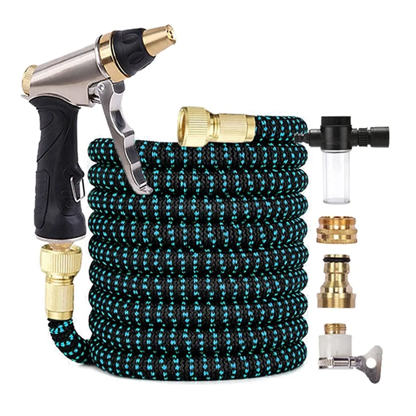 Adjustable Flexible Home Garden Watering Hose Pip Expandable Magic Garden Hose With Metal Spraying Nozzle for Car Washing