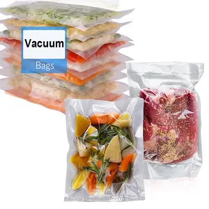 Bolsas de preparación para congelador de alimentos, sellador de rollo de compresa al vacío, transparente, en relieve, sin Bpa, 6X12