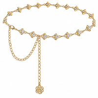 Chaîne de taille en strass couleur or et argent avec breloque fleur, ceinture réglable, accessoires de mode pour robe, cadeau de fête pour femme