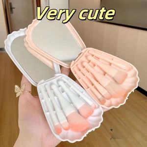 Usine directe Portable coquille miroir boîte Offre Spéciale 5 pièces multi-fonction <span class=keywords><strong>maquillage</strong></span> brosse ensemble blaireau ventilateur brosse <span class=keywords><strong>pour</strong></span> la beauté du visage - Product Image 5