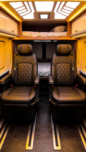 Conversión Interior de Lujo para Furgoneta Sprinter, Cama Tipo Camper con Literas Superiores e Inferiores, Asiento VIP de Cuero, Techo con Acabado de Madera, Fabricación OEM - Product Image 4