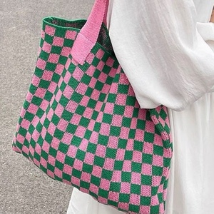 Borsa Tote da Donna BETTY LUORI, Moda Casual, Grande Capacità, Lavorata a Maglia, a Quadri, Chiusura Aperta, Fodera in Poliestere, Estate Autunno - Product Image 1