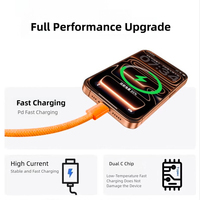 Câble de données tressé 60W Type C Nylon PD Câble de charge de couleur orange pour téléphone portable