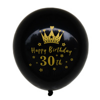 12 Zoll Schwarzer Goldfolien-Kronendruck Latexballon Happy Birthday Ballon für Erwachsene Meilenstein-Geburtstag Jubiläumsfeier
