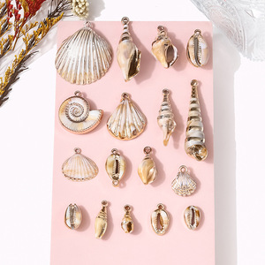 Charm Concha collana in oro placcato oceano stelle marine conchiglia in metallo placcato oro ciondoli in smalto per creazione di gioielli fai da te - Product Image 2