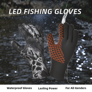 FIT CHAMP Rechargeable <b>USB</b> LED Flashlight Insulated <b>Heated</b> Waterproof Cotton Unisex Two Finger Outdoor Camping Fishing Gloves - Product Image 2