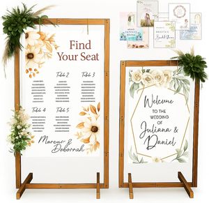 Supporto in Legno per Cartello di Benvenuto <span class=keywords><strong>Matrimonio</strong></span>, Marrone, per Matrimoni, Baby Shower, Feste di Compleanno - Product Image 1
