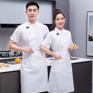 Chef Uniforms For Restaurants And Hotels Short Sleeve Cotton Workwear For Men And Women Kitchen Staff Uniforms - Product Image 3