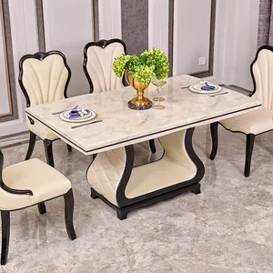 Nhà Phòng ăn đồ nội thất đặt bàn ăn nhà hàng hình chữ nhật đá cẩm thạch đầu bàn ăn đặt 6 chỗ ngồi