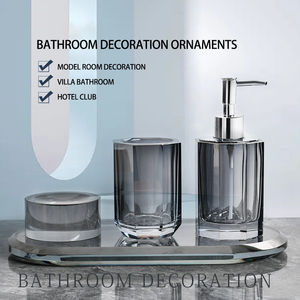 Distributeur de savon double en cristal de luxe, kit de salle de bain, design moderne, ensemble de savon liquide pour les mains avec couleur et taille personnalisables - Product Image 3