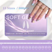 300 Uñas Postizas Acrílicas PMMA en Forma de Ataúd, Almendradas, Stiletto, Cuadradas Redondeadas, Sistema de Extensión de Uñas de Cobertura Completa, Puntas de Gel Suave para Arte de Uñas