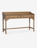 Bureau d'écriture de style français MYHOME de haute qualité en bois de frêne massif, bureau étroit pour la maison ou le bureau avec tiroirs