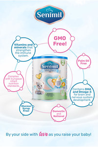 Lait infantile Senimil 2 en boîte métallique 400g, norme européenne, sans huile de palme, sans glucose, enrichi en DHA, GOS, FOS, étape 2 - Product Image 3