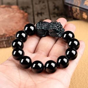 หยกดำแท้ธรรมชาติ ปี่เซียะ สร้อยข้อมือหยกสำหรับผู้ชายและผู้หญิง หยกขายส่งทั่วไป C276 - Product Image 4