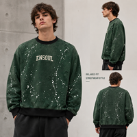 Sweat-shirt à col rond personnalisé effet vieilli délavé à l'acide, streetwear de haute qualité, coupe ample peinte au pistolet, pour homme, taille L