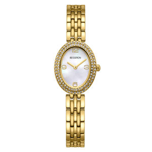Besseron montre de luxe personnalisée montre à quartz en acier inoxydable <span class=keywords><strong>mini</strong></span> boîtier ovale avec <span class=keywords><strong>lunette</strong></span> en pierre montres pour femmes à la mode - Product Image 1