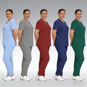 Unisex Scrub Suit Set Moisture Wicking Split Design For Hospital Clinic Use Size S XXL Woven Fabric - Product Image 3
