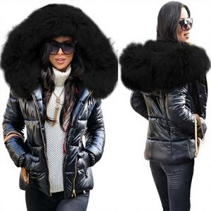 เสื้อโค้ทผ้าฝ้ายบุฟองน้ำสำหรับฤดูหนาวขนแรคคูนจริง - Product Image 1