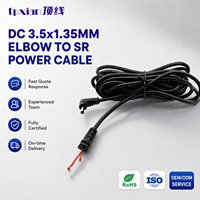 Steker DC 90 Derajat 3.5mm X 1.35mm Male ke Kabel Tanpa Isolasi dengan Bushing SR, Kabel Pigtail DC Kustom untuk Perbaikan Adaptor Strip LED CCTV