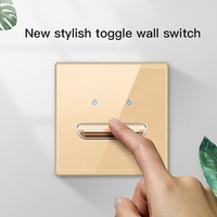 Interruptores de Pared de Cristal de 4 Canales con Panel de Cristal Dorado y 4 Botones de Sonrisa para Interruptores y Tomas de Corriente, de Fábrica China