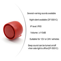 Avertisseur sonore de recul pour voiture 110 dB 12V-24V, unidirectionnel, rouge, avec différentes fonctions sonores d'avertissement/silencieuses la nuit
