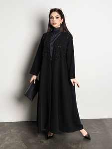 काले खुले अबाया 2026 दुबाई अबाया नवीनतम घर्षण डिजाइन प्रीमियम गुलाबी विशेष कढ़ाई के लिए - Product Image 5