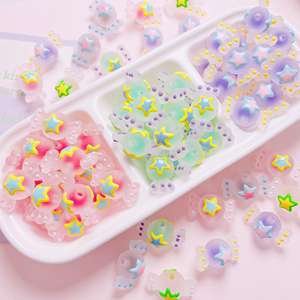 Nueva llegada pentagrama pintado a mano DIY Cadena de teléfono móvil acrílico plástico Lucite cuentas moderno Color colisión azúcar esmerilado - Product Image 1