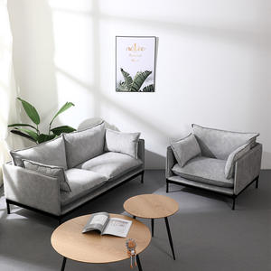 Gray Fabric <b>Sofa</b> Double Seat Nordic Minimalist Design Brushed Sueded U Shape Living Room Furniture - Product Image 2