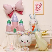 Ballon en aluminium en forme de lapin de dessin animé pour la décoration de fête d'anniversaire de bébé, ambiance de fête d'anniversaire pour enfants, arrangement de scène de déguisement
