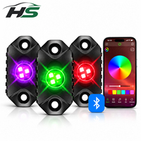Kit d'éclairage LED RGB HSSH 2 pouces 9W avec contrôle par application Bluetooth, éclairage sous châssis tout-terrain pour camion, jeep, ATV, UTV