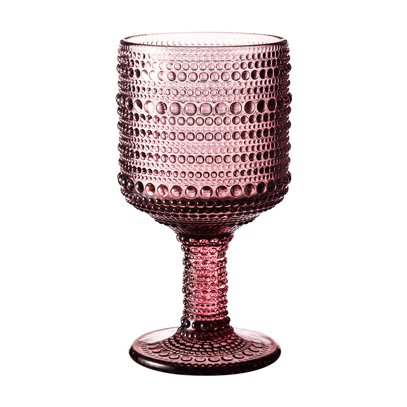 CLASSIC Cups Goblet Wine Juice Glass Color Emboss Drink Glass Vintage for Wedding Bar Patty