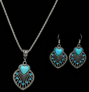 Lot de Boucles d'Oreilles Pendantes Bohèmes en Alliage Plaqué Argent avec Feuilles Turquoises pour Femmes, Style Western, Fabrication Chinoise, Vente en Gros - Product Image 3