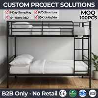 Cama litera doble de acero, tamaño individual, estructura metálica para dormitorio escolar, cama de hierro desmontable de paquete plano para adultos, individual