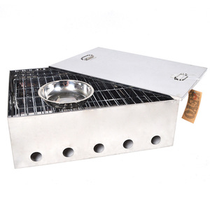 Stainless Steel Smoke Box 44.5x32.5x15.5cm Portable Outdoor BBQ Smoking Rack For Fish Meat Grilling - Product Image 2