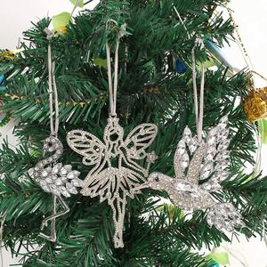 Adorno Colgante Creativo de Metal con Pedrería de Colibrí, Ángel y Flamenco para Navidad, Decoración para Escenas de Escaparates de Centros Comerciales, Suministros Festivos - Product Image 1