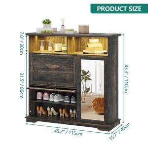 Meuble à chaussures de style farmhouse en MDF de haute qualité avec miroir et éclairage LED pour entrée et couloir - Product Image 5