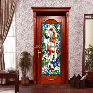 Panneau de <span class=keywords><strong>vitrail</strong></span> <span class=keywords><strong>Tiffany</strong></span> fourni par l'usine solide 50*85 CM Design <span class=keywords><strong>papillon</strong></span> de style campagne vitrage double face - Product Image 5