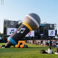 Microphone gonflable géant LED de 3 m, modèle de micro personnalisé avec logo, équipement musical, accessoire gonflable pour festival/événement/concert