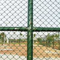 Clôture en fil de fer diamanté Cyclone en PVC vert pour terrains de sport scolaires, rouleaux de grillage à mailles losangées de 4,0 mm pour terrains de badminton