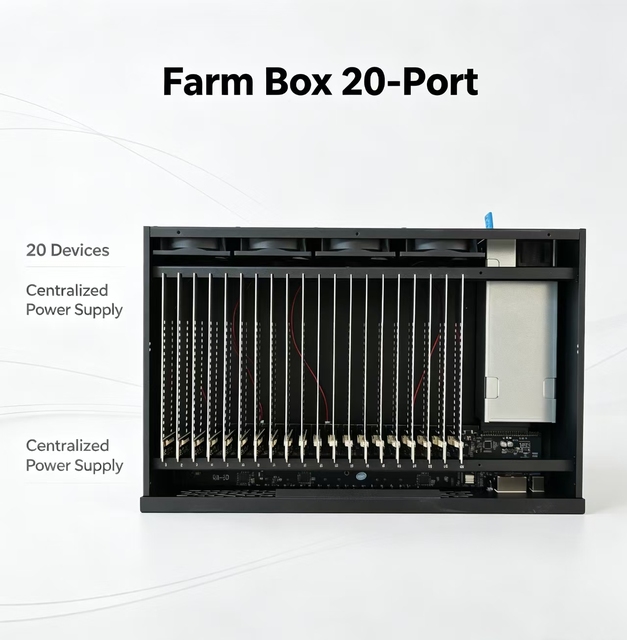Factory Supply 20 Slots Phone Farm Rack for S8 Android Motherboard Farm Box Central Power Supply for Multi-Account Management