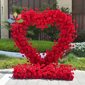 <span class=keywords><strong>SA</strong></span> arc de fleur en forme de coeur rouge épousez-moi coeur de fleur artificielle rose toile de fond en forme d'arche de mariage décor proposition coeur fleur - Product Image 4