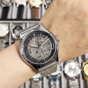 Montre mécanique squelette pour homme, bracelet en acier inoxydable, montre-bracelet à cadran transparent - Product Image 5