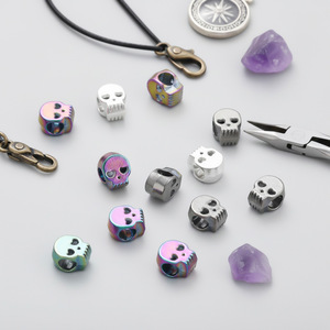 Cuentas espaciadoras de calavera de aleación Zijin, plateadas envejecidas y negras, de siete colores, accesorios de joyería DIY para la fabricación de pulseras y collares - Product Image 3