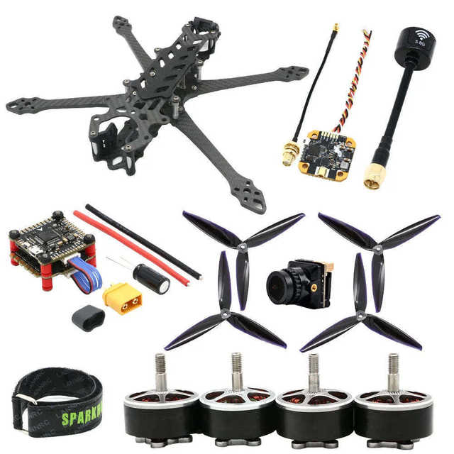 7 Inch FPV Racing Drone Kit Long Range Carbon Fiber Frame 1500KV Motor 1300mW Video Transmitter 3300mah Battery F4 Controller