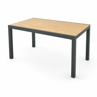 Table à manger extensible moderne pour l'extérieur, structure en aluminium et fer, plateau en verre, 160/210 cm, meubles de patio, jardin, terrasse