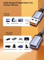 Câble d'extension répartiteur USB 2.0 3-en-1, adaptateur OTG, concentrateur USB multi-ports, cordon tressé pour ordinateur portable, PC, téléphone, clé USB