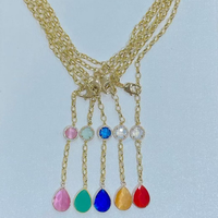 FM-HDN2323 Collier avec pendentif en forme de larme de couleur élégante, collier avec breloque en forme de cœur plaqué or, collier à fermoir pour femme