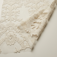 Dentelle de mariée vintage baroque en nylon/viscose brodée de fleurs, couleur ivoire, pour robes de mariage, respirante et résistante aux plis